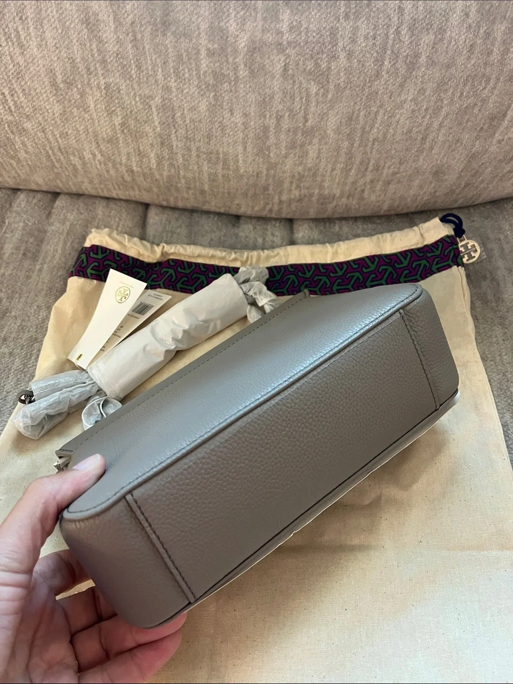 NWT TORY BURCH Gray Britten Adjustable Shoulder Bag